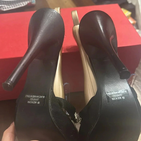 Black Stiletto& Satin mule Rhinestone Gem Heels 8 - Picture 9 of 10